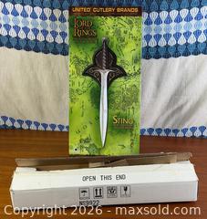 MaxSold Auction: Lord of the Rings “Sting” Sword Replica w/ Box & Plaque LOTR Frodo Bilbo - Hamilton (Ontario, Canada) SELLER MANAGED Estate Sale Online Auction - Gertrude Street