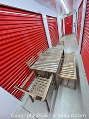 MaxSold Auction: 7-Piece Outdoor Wooden Patio Dining Set – Table, Bench & Chairs - North York (Ontario, Canada) SELLER MANAGED Downsizing Online Auction -  Bridgeland Avenue
