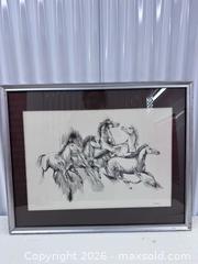 MaxSold Auction: Framed Signed Horse Sketch Print in Silver-Tone Frame - North York (Ontario, Canada) SELLER MANAGED Downsizing Online Auction -  Bridgeland Avenue