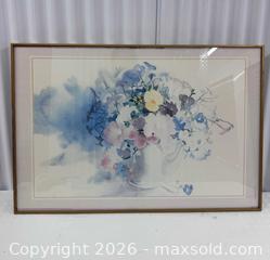 MaxSold Auction: Large Framed Sarjan Floral Watercolor Print - North York (Ontario, Canada) SELLER MANAGED Downsizing Online Auction -  Bridgeland Avenue