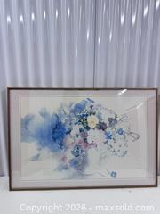 MaxSold Auction: Large Framed Sarjan Floral Watercolor Print - North York (Ontario, Canada) SELLER MANAGED Downsizing Online Auction -  Bridgeland Avenue