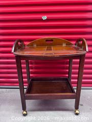 MaxSold Auction: Mahogany Solid Wood Serving / Tea Cart with Wheels & Handles - North York (Ontario, Canada) SELLER MANAGED Downsizing Online Auction -  Bridgeland Avenue