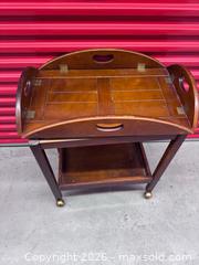 MaxSold Auction: Mahogany Solid Wood Serving / Tea Cart with Wheels & Handles - North York (Ontario, Canada) SELLER MANAGED Downsizing Online Auction -  Bridgeland Avenue