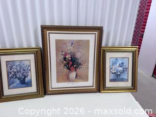 MaxSold Auction: Set of 3 Framed Floral Art Prints Including Renoir Reproduction - North York (Ontario, Canada) SELLER MANAGED Downsizing Online Auction -  Bridgeland Avenue