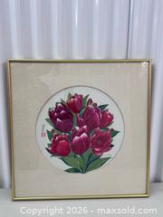 MaxSold Auction: Signed Framed Tulip Floral Artwork with Asian-Style Seal - North York (Ontario, Canada) SELLER MANAGED Downsizing Online Auction -  Bridgeland Avenue