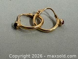 MaxSold Auction: 750 (18K) GOLD Hoop Earrings with Garnets - Marked - Toronto (Ontario, Canada) SELLER MANAGED Reseller Online Auction - Chesswood Drive