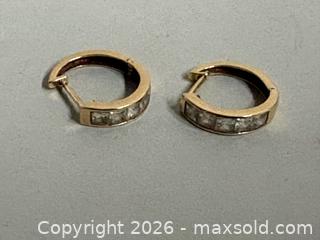 MaxSold Auction: Pair of 10K GOLD Hoop Earrings with Cubic Zirconia - Marked - Toronto (Ontario, Canada) SELLER MANAGED Reseller Online Auction - Chesswood Drive