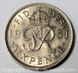 MaxSold Auction: 1951 SIXPENCE COIN - Kingston (Ontario, Canada) SELLER MANAGED Downsizing Online Auction - Rosemund Crescent