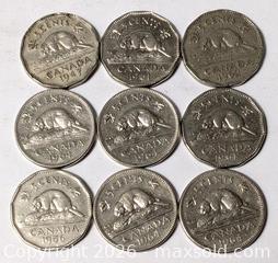 MaxSold Auction: CANADIAN NICKEL LOT OF 9 - Kingston (Ontario, Canada) SELLER MANAGED Downsizing Online Auction - Rosemund Crescent