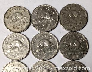 MaxSold Auction: CANADIAN NICKEL LOT OF 9 - Kingston (Ontario, Canada) SELLER MANAGED Downsizing Online Auction - Rosemund Crescent