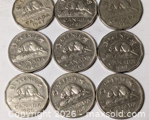 MaxSold Auction: CANADIAN NICKEL LOT OF 9 - Kingston (Ontario, Canada) SELLER MANAGED Downsizing Online Auction - Rosemund Crescent