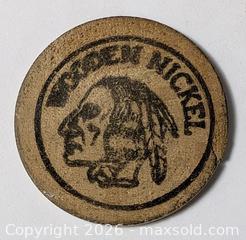 MaxSold Auction: NATIVE AMERICAN THEMED WOODEN NICKEL - Kingston (Ontario, Canada) SELLER MANAGED Downsizing Online Auction - Rosemund Crescent