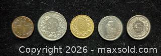 MaxSold Auction: Collection of Five (5) Coins from Switzerland - Toronto (Ontario, Canada) SELLER MANAGED Estate Sale Online Auction - Spenvalley Drive