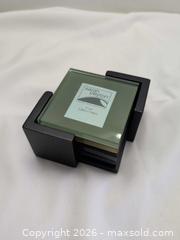 MaxSold Auction: Sarah Peyton Glass & Wood Coaster Set, Green/Smoked (Set of 4) - Victoria (British Columbia, Canada) SELLER MANAGED Reseller Online Auction - Island Highway (STORAGE)