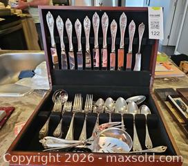 MaxSold Auction: 60-Piece Silver-Plated Rogers Bros. Ornate Floral Flatware Set with Chest - Centre Hastings (Ontario, Canada) PARTNER MANAGED Estate Sale Online Auction - Mckenzie Street