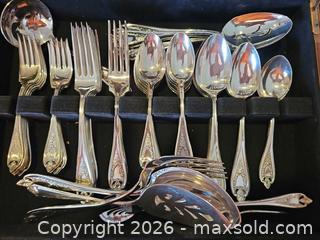 MaxSold Auction: 60-Piece Silver-Plated Rogers Bros. Ornate Floral Flatware Set with Chest - Centre Hastings (Ontario, Canada) PARTNER MANAGED Estate Sale Online Auction - Mckenzie Street