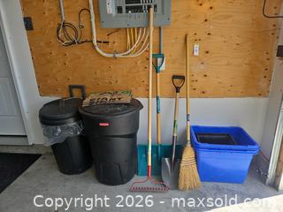 MaxSold Auction: Lot of 5-8 Assorted Trash Bins, Outdoor Tools & Doormat - Centre Hastings (Ontario, Canada) PARTNER MANAGED Estate Sale Online Auction - Mckenzie Street