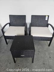 MaxSold Auction: PatioJoy 3-Piece Wicker Patio Set: 2 Armchairs + Side Table - Centre Hastings (Ontario, Canada) PARTNER MANAGED Estate Sale Online Auction - Mckenzie Street
