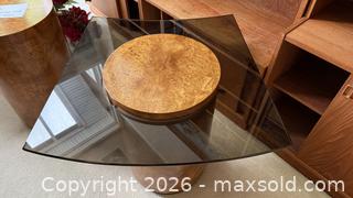MaxSold Auction: Pair of Mid-Century Modern Burl Wood End Tables with Smoked Glass - Surrey (British Columbia, Canada) SELLER MANAGED Estate Sale Online Auction - Canterbury Drive                