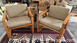 MaxSold Auction: Pair of Mid-Century Modern Solid Wood Armchairs, Woven Fabric - Surrey (British Columbia, Canada) SELLER MANAGED Estate Sale Online Auction - Canterbury Drive                