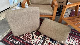 MaxSold Auction: Pair of Mid-Century Modern Solid Wood Armchairs, Woven Fabric - Surrey (British Columbia, Canada) SELLER MANAGED Estate Sale Online Auction - Canterbury Drive                