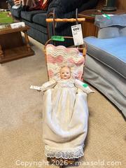 MaxSold Auction: Handcrafted Marion Kernighan Porcelain Doll with Wicker Carriage B - Mississauga (Ontario, Canada) Estate Sale Online Auction - Teeswater Road