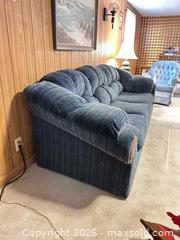 MaxSold Auction: Maple Mountain Industries Blue/Teal Multi-Color Sofa  D - Mississauga (Ontario, Canada) Estate Sale Online Auction - Teeswater Road