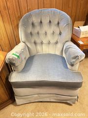 MaxSold Auction: Vintage Velvet Button-Tufted Skirted Armchair D - Mississauga (Ontario, Canada) Estate Sale Online Auction - Teeswater Road