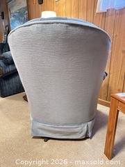 MaxSold Auction: Vintage Velvet Button-Tufted Skirted Armchair D - Mississauga (Ontario, Canada) Estate Sale Online Auction - Teeswater Road