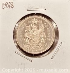 MaxSold Auction:  1968 Cdn. Queen Elizabeth II 50 Cents  - Newmarket (Ontario, Canada) PARTNER MANAGED Reseller Online Auction - Walter Avenue