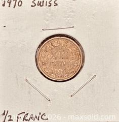 MaxSold Auction: 1970 Swiss 1/2 Franc  - Newmarket (Ontario, Canada) PARTNER MANAGED Reseller Online Auction - Walter Avenue