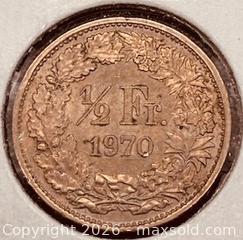 MaxSold Auction: 1970 Swiss 1/2 Franc  - Newmarket (Ontario, Canada) PARTNER MANAGED Reseller Online Auction - Walter Avenue