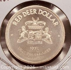 MaxSold Auction: 1975 Cdn. Red Deer, Alberta Trade Dollar   - Newmarket (Ontario, Canada) PARTNER MANAGED Reseller Online Auction - Walter Avenue