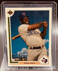 MaxSold Auction: 1991 Upper Deck Ruben Sierra Baseball Collectible Trading Card  - Newmarket (Ontario, Canada) PARTNER MANAGED Reseller Online Auction - Walter Avenue