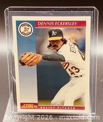 MaxSold Auction: 1992 Score Dennis Eckersley Baseball Collectible Trading Card  - Newmarket (Ontario, Canada) PARTNER MANAGED Reseller Online Auction - Walter Avenue