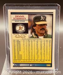 MaxSold Auction: 1992 Score Dennis Eckersley Baseball Collectible Trading Card  - Newmarket (Ontario, Canada) PARTNER MANAGED Reseller Online Auction - Walter Avenue