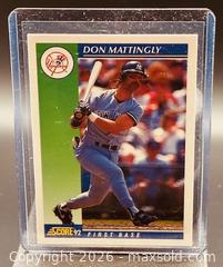 MaxSold Auction: 1992 Score Don Mattingly Baseball Collectible Trading Card   - Newmarket (Ontario, Canada) PARTNER MANAGED Reseller Online Auction - Walter Avenue