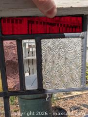 MaxSold Auction: PAIR OF SMALL  VICTORIAN STAINED GLASS WINDOWS IN PINE FRAMES - Loyalist (Ontario, Canada) SELLER MANAGED Downsizing Online Auction - Main Street