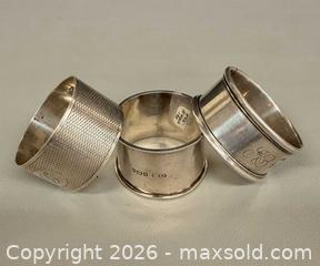 MaxSold Auction: (3) Vintage STERLING Silver Napkins Rings - Hallmarked  - Toronto (Ontario, Canada) PARTNER MANAGED Reseller Online Auction - Queen Street West
