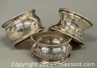 MaxSold Auction: (3) Vintage STERLING Silver Napkins Rings - Marked   - Toronto (Ontario, Canada) PARTNER MANAGED Reseller Online Auction - Queen Street West