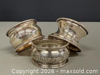 MaxSold Auction: (3) Vintage STERLING Silver Napkins Rings - Marked   - Toronto (Ontario, Canada) PARTNER MANAGED Reseller Online Auction - Queen Street West