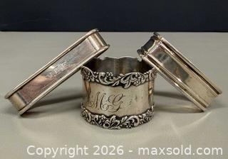 MaxSold Auction: (3) Vintage STERLING Silver Napkins Rings - Marked   - Toronto (Ontario, Canada) PARTNER MANAGED Reseller Online Auction - Queen Street West