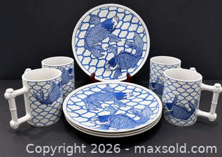 MaxSold Auction: (4) MCM Vandor Japanese Bamboo Handle Mugs with (4) Matching Plates Designed by Nancy Getz - Toronto (Ontario, Canada) PARTNER MANAGED Reseller Online Auction - Queen Street West