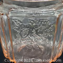 MaxSold Auction: Hazel Atlas Royal Lace Pink Depression Glass Cookie Jar - AMC04 - Ottawa (Nepean) (Ontario, Canada) SELLER MANAGED Estate Sale Online Auction - Bongard Avenue (STORAGE)