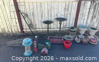 MaxSold Auction: Garden decor lot: planters, bird baths, feeders & trellises - Olds (Alberta, Canada) PARTNER MANAGED Estate Sale Online Auction - 52 Street