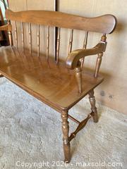 MaxSold Auction: Solid Wood Windsor Spindle Back 3-Person Bench, Medium Brown - Olds (Alberta, Canada) PARTNER MANAGED Estate Sale Online Auction - 52 Street