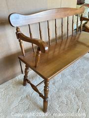MaxSold Auction: Solid Wood Windsor Spindle Back 3-Person Bench, Medium Brown - Olds (Alberta, Canada) PARTNER MANAGED Estate Sale Online Auction - 52 Street