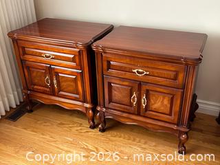 MaxSold Auction: Set of Two Burled Wood European Nightstands - Hamilton (Ontario, Canada) PARTNER MANAGED Estate Sale Online Auction - Scenic Drive