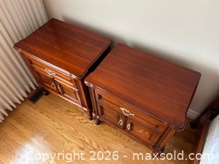MaxSold Auction: Set of Two Burled Wood European Nightstands - Hamilton (Ontario, Canada) PARTNER MANAGED Estate Sale Online Auction - Scenic Drive