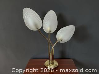 MaxSold Auction: Vintage Hollywood Regency Stilnovo Style Brass 3-Arm Clamshell Table Lamps – Pair  - Hamilton (Ontario, Canada) PARTNER MANAGED Estate Sale Online Auction - Scenic Drive